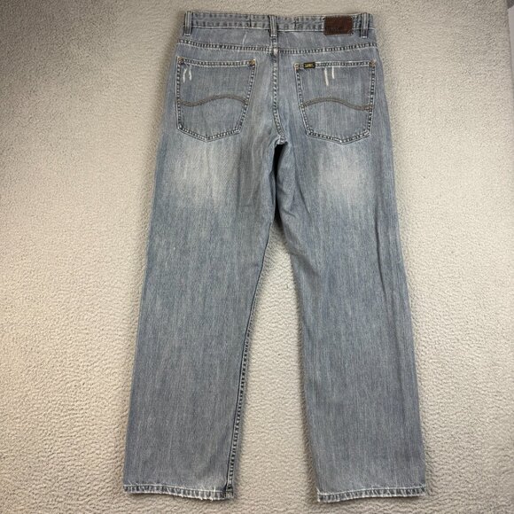 LEE Dungarees Jeans 33x32 Blue Loose Straight Fit Baggy Classic Cotton American - Picture 2 of 7